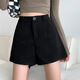 Hao'e Woolen Shorts for Women Spring and Autumn New Style Wide Leg Pants for Slimming Versatile Bottoming Pants for Small People with Boots Black Woolen L Recommended 110-125Jin Jin is equal to 0.5kg