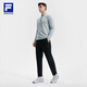 FILA official men's knitted trousers 2025 winter new fitness sports basic plus fleece straight pants dark black-BK 3XL 190/96A/XXXL