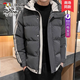 Woodpecker cotton jacket for men 2025 autumn and winter new trendy jacket for men young cotton jacket for men thickened hooded feather casual down jacket for men 10688/9789 black L