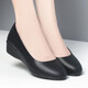 2026 New Spring and Autumn Mother's Shoes, Wedge Heels, Soft Leather Non-Slip Work Shoes, Women's Leather Shoes, Black 37