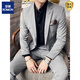 ROMON Korean style suit, handsome and trendy male wedding groomsmen dress host slim suit two-piece suit 102 black two-piece suit = suit + pants S (suitable for 95-105 Jin Jin equals 0.5 kg)