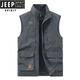 JEEP SPIRIT吉普男士马甲春秋季新款户外工装马夹休闲大码运动中年背心外套 677R灰色 【加绒款】 3XL (156-170)
