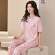 
Hongdou 2024 new pajamas for women, summer pure cotton short-sleeved trousers, spring, autumn, summer, summer thin home clothing set YS-683 XL