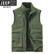 JEEP SPIRIT吉普男士马甲春秋季新款户外工装马夹休闲大码运动中年背心外套 677R灰色 【加绒款】 3XL (156-170)