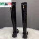Cartelo Over-Knie-Stiefel 2025 Britische Stiefel mit Einzelstiefeln Martin Stiefel Dicke Sohle schlanke Stiefel echtes Leder flacher Sockel und Herbst High Stiefel V-Punkt 230 Black Single Style 37 37
