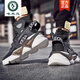 Woodpecker Martin boots men's high-top men's invisible inner height-enhancing shoes men's 12cm spring and autumn casual thick sole height-enhancing 10cm work shoes black and white (invisible height-enhancing 8cm) 44
