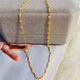 Zhijue pure gold 999 gold necklace for men and women, pure gold chain, clavicle chain, gold color water wave chain, gift for girlfriend, gold water wave chain 0.01g