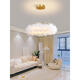 
XMSJ bedroom lamp French feather chandelier light luxury girl princess room lamp art store internet celebrity Zhongshan lamp 9807 9272 chandelier white 35cm three-color light