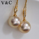 V&C18K Diamond Australian White Dry Rose Pendant Champagne Seawater Pearl Necklace Perfect Round Extremely Bright 10-11 10-11mm Style 2 (excluding chain)