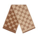 GUCCI Gucci scarf Double G pattern jacquard wool dark light color double-sided scarf same style for men and women couples. Brown/beige 581537 3G200 9764