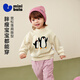 Mini Balabala Boys Girls Children's Baby Sweater 2025 Autumn and Winter New Arrival Velvet Lined Soft Skin Friendly Long Sleeves Gray White Tone 00321 90 cm
