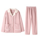 Anzhiban Giant Warm Couple Pajamas Winter Composite Velvet Jacquard Coral Velvet Men's and Women's Home Clothes Bean Paste Female M
