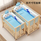 Ailichi folding crib solid wood paintless baby splicing bed multi-functional crib removable shaker bed + latex brown mat + crown five-piece set (note) large bed (118*68)