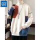 
Jewish turtleneck sweater for men in autumn and winter new Korean style lazy style loose long collar base shirt plus velvet thickened warm top 10719/WE6231R brown color (added velvet) XL