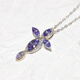GEM STONE KING 1.4 carat tanzanite necklace for women 925 silver 10K gold two-color inlaid colorful gem pendant cross clavicle chain gift