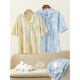 
Hengyuanxiang couple pajamas for summer pure cotton short-sleeved men and women summer style high-end style can be worn outside home clothing set thin 16859A men's style L