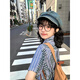 Memaru Japanisch waschen alte Zeitungskappe Frauen literarische Retro -Denim -Oktagonalhut Blue Baskenmaler Maler Hut Frauen 1# Dunkelblau gleich Größe