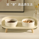 Ceramic cat bowl, pet food bowl, cervical vertebra protection, cat food bowl, dog rice bowl and drinking water bowl, integrated anti-knock over cat water bowl, mint green + placemat, high-legged ceramic double bowls (priority delivery for collection and purchase)