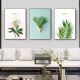 Gemälde von Dafen Nordic Wohnzimmer Dekoration Gemälde Einfache moderne Sofa Hintergrund Wanddekoration Hängende Gemälde Kleine frische Triptychon-grüne Pflanzen Wandgemälde 6736-s/63502/12859 50*70 Klassische schwarze Rahmenöl Leinwand Bild
