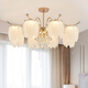 XMSJ Cream Style Light Luxury Living Room Master Light Bedroom Light French Feather Crystal Restaurant Creative Lamp 2024 New Chandelier Light Source Ra9710 Head Three Color Light