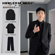 Sound monkey men's jacket high-end suit suit dk uniform dress shoulder pad casual suit wedding dress groomsman suit + black shirt + trousers three-piece suit XL