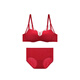 Embry Song Yi's same style rose comfort cup set, small breast push-up bra, no wire underwear for women New Year's gift, all the way flower set - red RED 70B