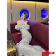 Meianjia dress skirt high-end light luxury princess style new style celebrity banquet temperament sexy long elegant fishtail performance white M 165
