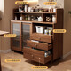 Japanese solid wood sideboard against the wall integrated cabinet home kitchen tea cabinet living room storage cabinet storage cabinet high density sheet (walnut color) acrylic sliding door 70*36*93