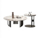 Yusenyi Couchtisch Rack ohne Arbeitsplatte Rack Marmor Rundtisch Basis Wohnzimmer Haushaltssteinplatte Basis 833 Halbmonat Tee Tisch Edelstahl Schwarz Titanium