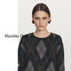 Massimo Dutti Autumn and Winter New Products 2025 Women's Retro Versatile College Style Argyle Sweater Round Neck Sweater 05768923 Black XS (CN 165/84A)