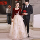 Li Baixin French Toast Wear 2025 New Bride Wedding Engagement Wedding Evening Dress Women's High-Quality Home Casual Clothes Long Sleeve Burgundy Long Style L Recommended 100-110 Jin Jin equals 0.5 kg