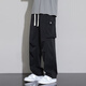 Dingfengbaoluo ice silk quick-drying casual pants for men's American workwear trendy versatile straight-leg high-length trousers K515 black XL