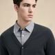 
EMZ Ordos Worted Wool Cardigan Men's Early Spring New Business Casual V-neck Cardigan Knitted Jacket Dark Gray L 175/92A