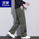 Romon American Fashion Brand Work Pants Pantalones de paracaidista sueltos de otoño e invierno de hombres 2024 Invierno más deportes de terciopelo y pantalones casuales 9856-Militar Green M [comerciante] 90 ~ 110Jin [Jin equivale a 0.5 kg]