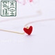 Luanjie quality 18K gold red heart necklace women's love clavicle chain red peach heart simple pendant is very light small red heart necklace store manager