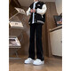 
7 high-quality black side zipper jeans men's summer tall American high street vibe pants casual workwear micro-flare pants DFFS-724 black M