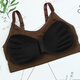 Mom's sports bra for middle-aged and elderly women without rims, vest-style push-up large size thin bra tube top summer side breast anti-sagging sleep full cup middle-aged women and the elderly universal dark coffee one size fits all (suitable for 80-140 Jin Jin equals 0.5 kg)