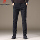Pierre Cardin business casual pants for men in autumn and winter, trendy thickened woolen pants for middle-aged and young people, men's elastic trousers, black 30