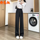 Anyi Nu Xia thin high-end draped wide-leg pants for women's trousers Chinese style new Chinese narrow version straight button casual pants 9216 blue and gray 3XL