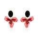 Qlady iris flower earrings female temperament high-end red earrings women 2025 new light luxury silver needle earrings birthday gift