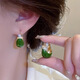 High-end earrings, fashionable retro green dripping glaze earrings, niche design, versatile earrings, Hong Kong style silver needle earrings, versatile earrings, direct supply from the manufacturer, limited time limit