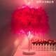 曜添创意简约欧式羽毛台灯卧室床头公主婚房温馨LED生日礼物玫瑰台灯 中号白杆桃红色羽毛 调光开关