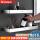 MOEN bathroom 304 stainless steel storage rack wall hook punch-free shower room toilet washbasin storage rack square basket black steel plate 30cm with glue and hook