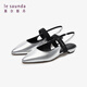 
Lairsdan summer new style stylish and elegant Baotou shallow mouth flat heel empty sandals women's shoes 5M12001 silver + black SVL 35