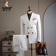 Woodpecker (TUCANO) double-breasted striped suit men's suit casual groom wedding dress business slim suit suit men 6831 black stripes (suit + trousers) 52/XL (125-135Jin Jin equals 0.5 kg)