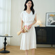 
Misiyang 2024 summer new simple high-end elastic double-joe dress waist-hugging mulberry silk A-line skirt 3291 pearl white L