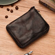 Mu Xiaobai, Herren echte Leder -Brieftasche Reißverschluss, kurze vertikale Brieftasche, kompaktes handgefertigtes pflanzliches, reine obere Schicht Cowhide und Retro, dunkelbraun