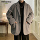 MMOPTOP short suit loose woolen coat men's winter coat Korean style loose thickened MDY01 gray XL