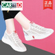 卡帝乐鳄鱼（CARTELO）网面透气款小白鞋夏季薄款2025年网眼女鞋子白色百搭休闲运动网鞋  6193 红色【夏季款】 36