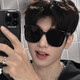 LESCA LUNETIERGM trendy Internet celebrity sunglasses high-end fashion driving UV protection HE same style black frame